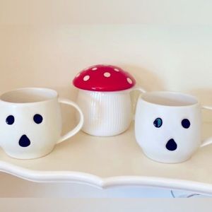 Pottery Barn Ghost Boo Mug Cup Modern Matte Stoneware Minimalist Gus Coffee Set